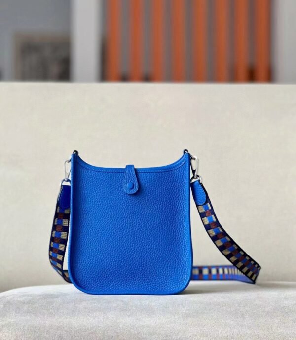 Hermes Evelyne TC Leather 08 Bright Blue Silver Hardware 17cm Full Handmade