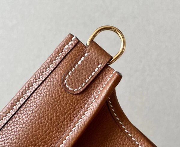 Hermes Mini Evelyne Barenia CK37 Golden Brown Gold Hardware 17cm Full Handmade