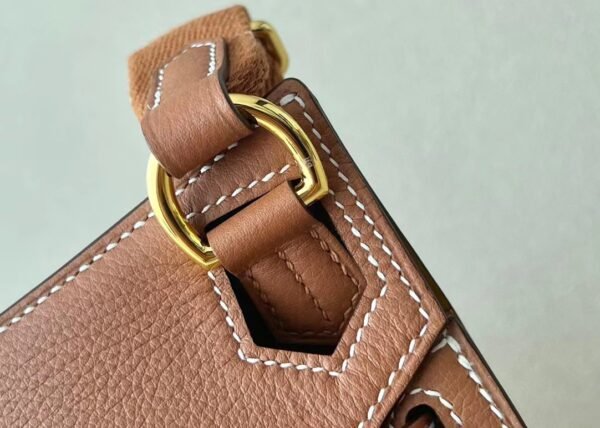 Hermes Mini Jypsiere Evercolor CK37 Golden Brown Gold Hardware 23cm Full Handmade