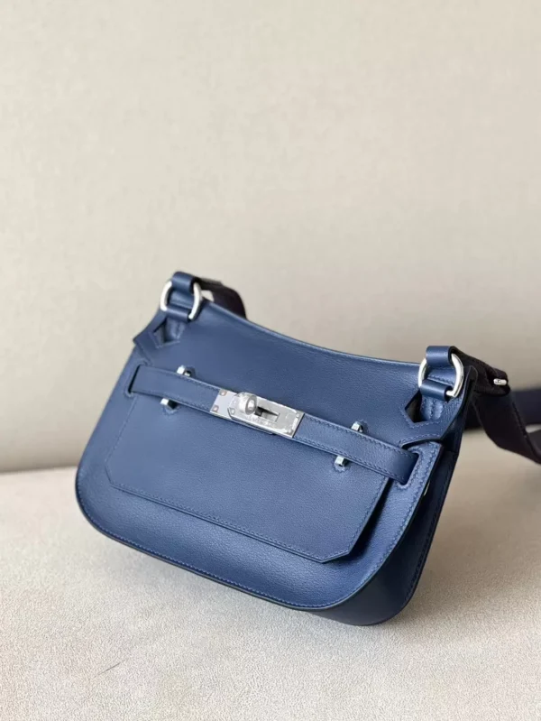 Hermès Mini Jypsiere Swift 73 Gem Blue Silver Hardware 23cm Full Handmade