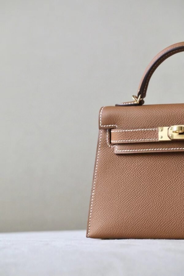 Hermes Mini Kelly Epsom CK37 Golden Brown Gold Hardware 19cm Full Handmade