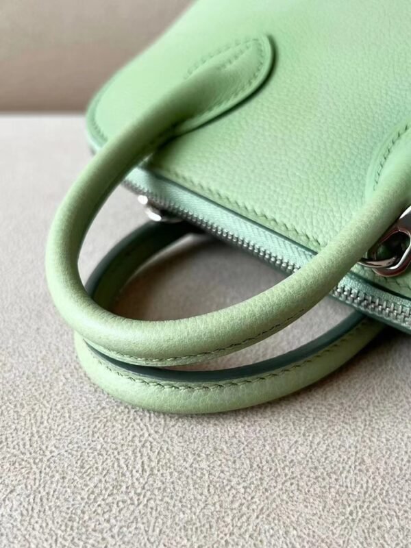 Hermès mini Bolide Chevre 3I Avocado green Silver Hardware 18cm Full Handmade