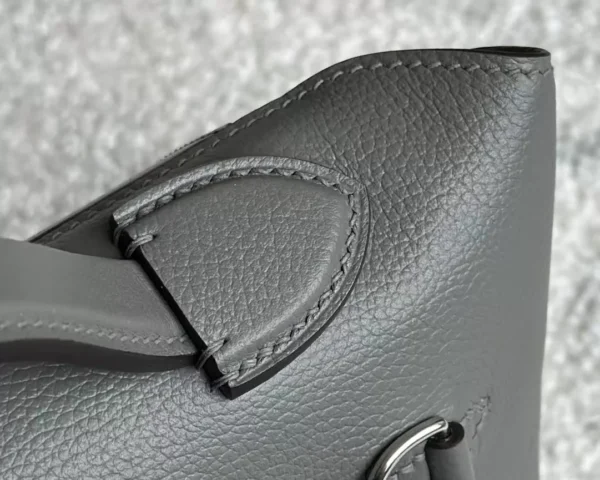 Hermès mini Kelly 2424 Evercolor & Swift 0L Grey & CK89 Black Silver Hardware 21cm Full Handmade