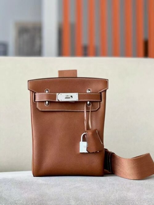 Hermes Kelly Hacados Barenia CK37 Golden Brown Silver Hardware 18cm Full Handmade