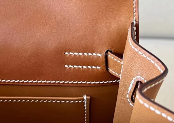 Hermes Kelly dance Barenia & canvas Golden Brown Silver Hardware 22cm Full Handmade