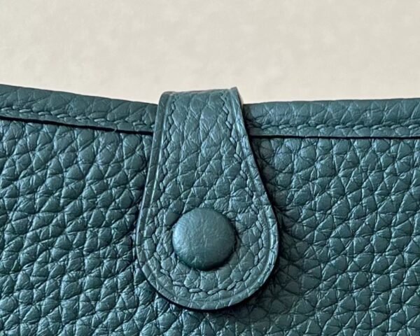 Hermès mini Evelyne TC V0 Deep Green Silver Hardware 17cm Full Handmade