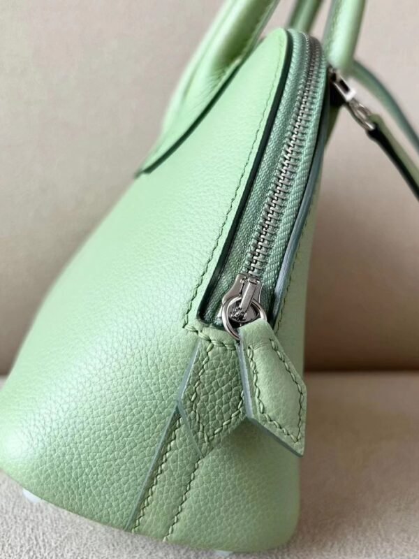 Hermès mini Bolide Chevre 3I Avocado green Silver Hardware 18cm Full Handmade