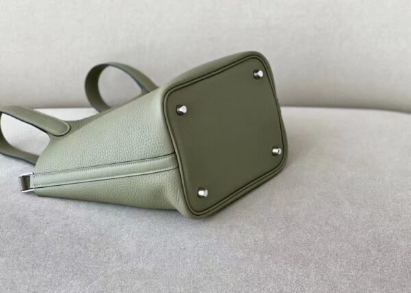 Hermes Picotin TC Leather Q1 Sage Green Silver Hardware 18cm Full Handmade