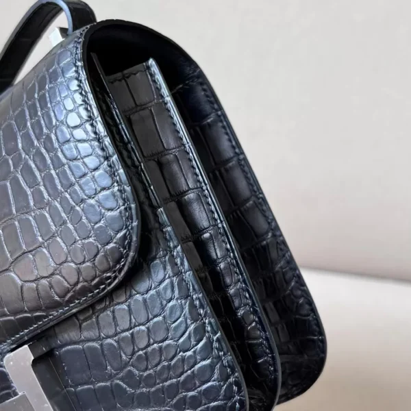 Hermès Constance Matte Alligator crocodile CK89 Black Silver Hardware 19cm Full Handmade