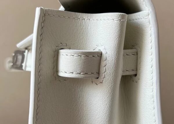 Hermès Kelly dance Swift 01 Pure White Silver Hardware 22cm Full Handmade