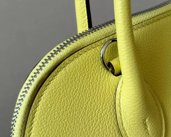 Hermès Bolide Evercolor 9N Candy Yellow & 93 Orange Silver Hardware 27cm Full Handmade