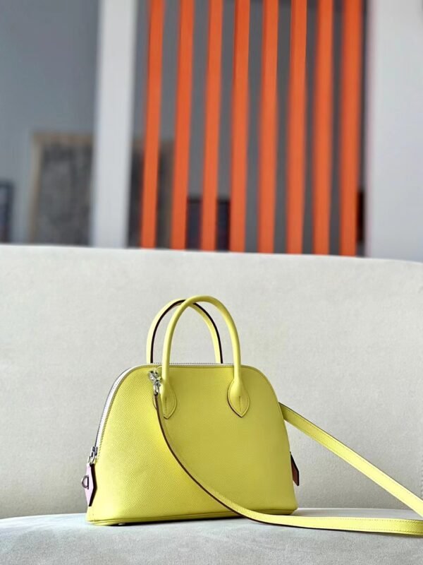 Hermes Bolide Epsom 9R Lemon yellow & X9 mallow purple & Nata Silver Hardware 26cm Full Handmade