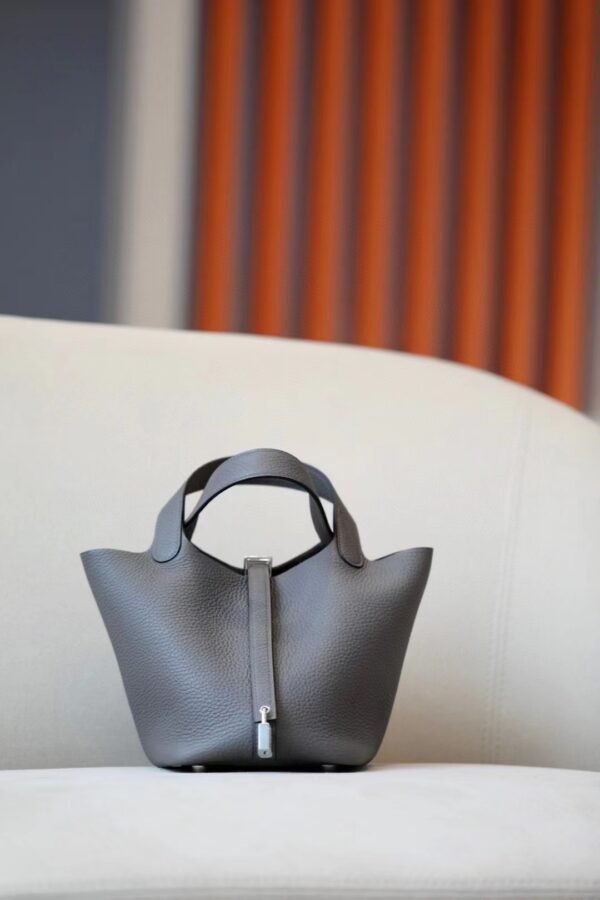cdce203978ed5a3-1 Hermes Picotin TC Leather tinware grey Silver Hardware 18cm Full Handmade
