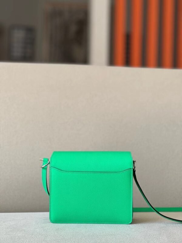 ce3c60bf9237359 Hermès Roulis Evercolor 0Z Fresh Green & 0S Lgiht Green Silver Hardware 19cm Full Handmade