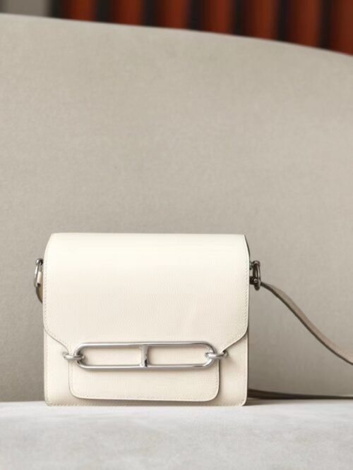 Hermès Roulis Evercolor CC10 Creamy White Silver Hardware 19cm Full Handmade