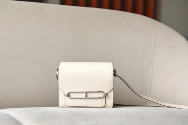 Hermès Roulis Evercolor CC10 Creamy White Silver Hardware 19cm Full Handmade