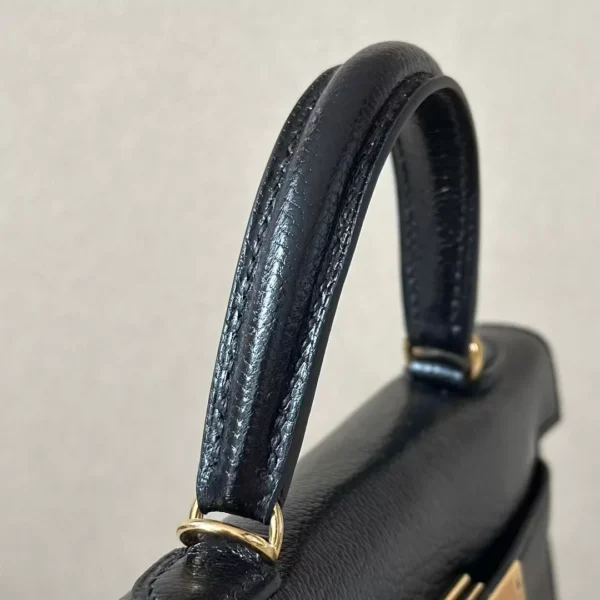 GPC Mode Mini Kelly Chevre CK89 Black Gold Hardware 19cm Full Handmade