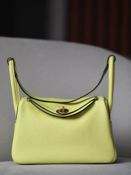 Hermès Lindy TC 9R Lemon yellow Gold Hardware 26cm Full Handmade