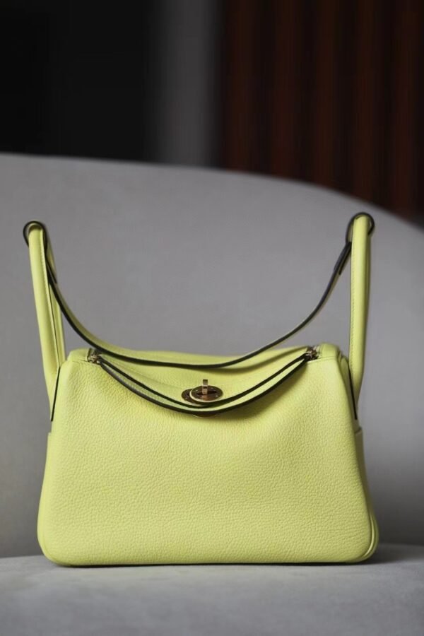 Hermès Lindy TC 9R Lemon yellow Gold Hardware 26cm Full Handmade