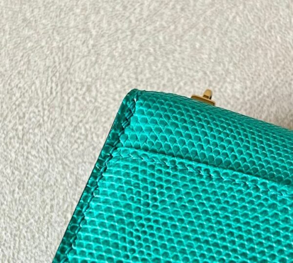 Hermes Verrou chain Lizard 6W Mint green Gold Hardware 17cm Full Handmade