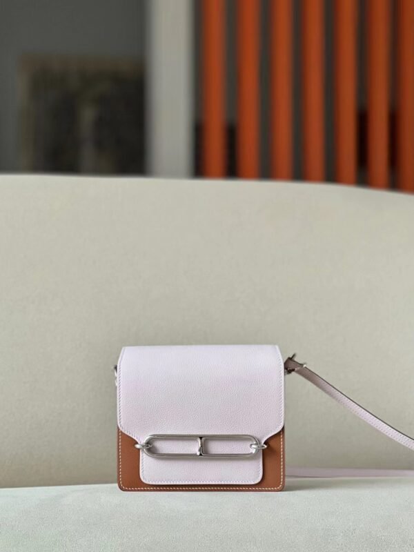 Hermes Roulis evercolor 09 Light Purple Pink & CK37 Golden Brown Silver Hardware 18cm Full Handmade