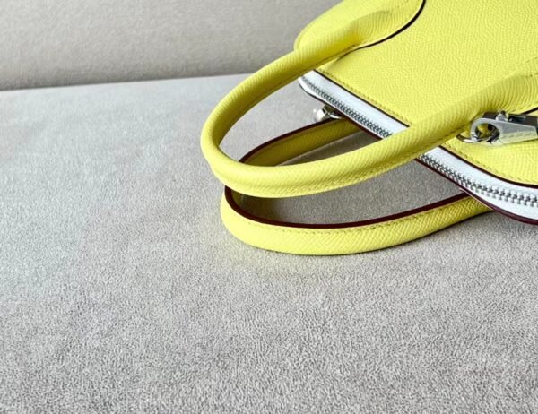 Hermes Bolide Epsom 9R Lemon yellow & X9 mallow purple & Nata Silver Hardware 26cm Full Handmade