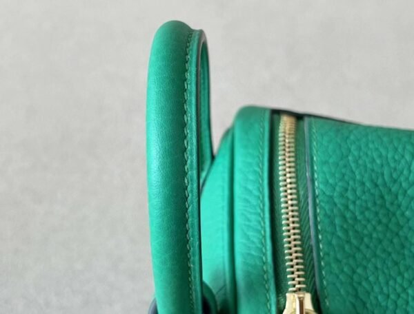 Hermes Mini Lindy clemence Leather 6W Mint green Gold Hardware 19cm Full Handmade