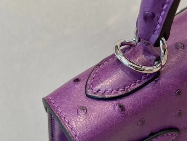 Hermès Kelly Ostrich P9 actiniae purple Silver Hardware 25cm Full Handmade