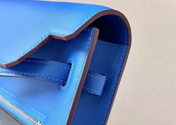 Hermes Kelly Depeches Swift T7 Blue & CK89 Black & CK37 Golden Brown Silver Hardware 25cm Full Handmade