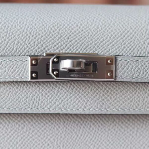 d18cac00a8dd5b1 GPC Mode Kelly Epsom 8U Light Blue Silver Hardware 25cm Full Handmade
