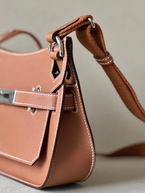 Hermes Mini Jypsiere Evercolor CK37 Golden Brown Silver Hardware 23cm Full Handmade