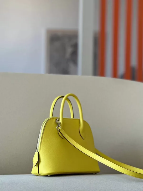 Hermès Bolide Evercolor 9N Candy Yellow & 93 Orange Silver Hardware 27cm Full Handmade