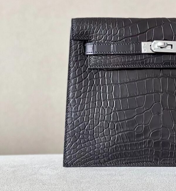 Hermes Kelly dance Matte Alligator crocodile CK89 Black Silver Hardware 22cm Full Handmade