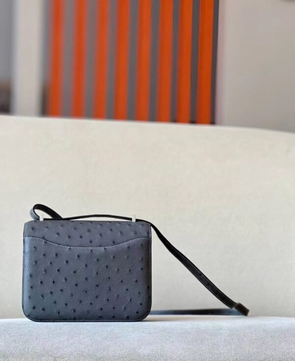 Hermes Constance KK Ostrich 88 Graphite grey Silver Hardware 18cm Full Handmade
