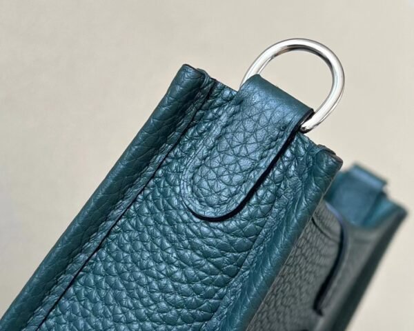 Hermès mini Evelyne TC V0 Deep Green Silver Hardware 17cm Full Handmade