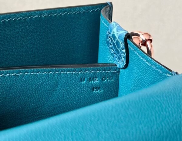 Hermes Roulis shiny alligator Blue Silver Hardware 18cm Full Handmade