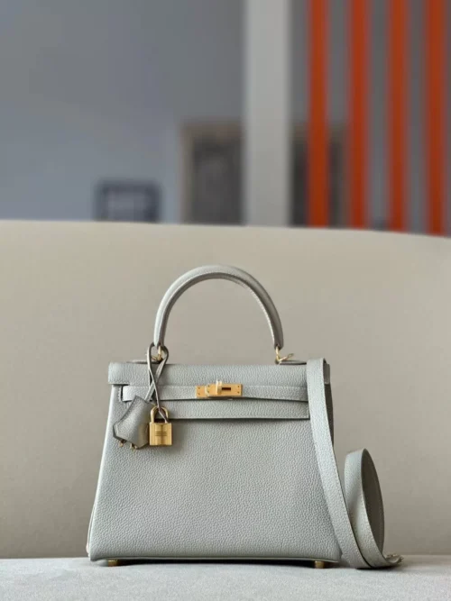 Hermès Kelly Togo 80 pearl grey Gold Hardware 25cm Full Handmade