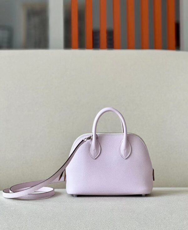 Hermès mini Bolide Evercolor 09 Light Purple Pink Silver Hardware 18cm Full Handmade