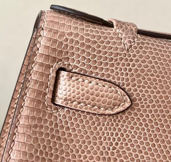 Hermes Mini Kelly pochette Lizard Milk tea color Gold Hardware 22cm Full Handmade