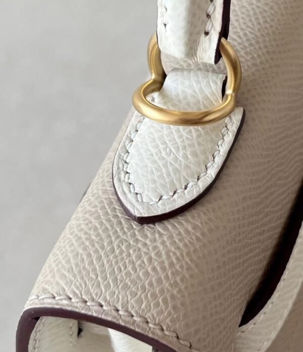 Hermes Kelly epsom S2 Light Grey & CC10 Creamy White Gold Hardware 25cm Full Handmade