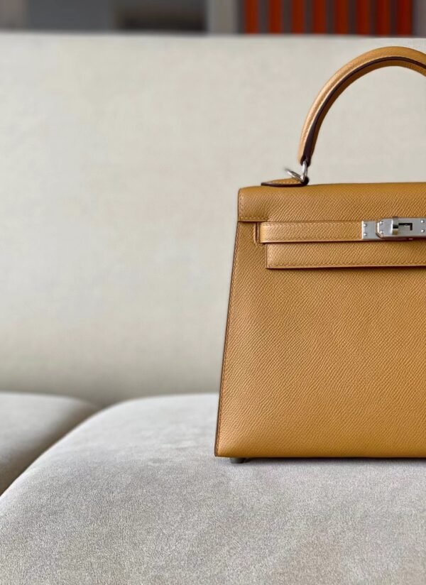 Hermes Kelly epsom 2S Sesame yellow Silver Hardware 25cm Full Handmade