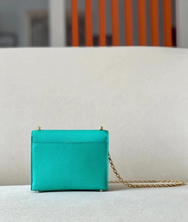 Hermes Verrou chain Lizard 6W Mint green Gold Hardware 17cm Full Handmade