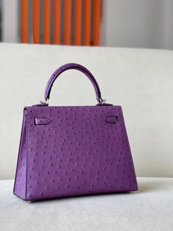 Hermès Kelly Ostrich P9 actiniae purple Silver Hardware 25cm Full Handmade