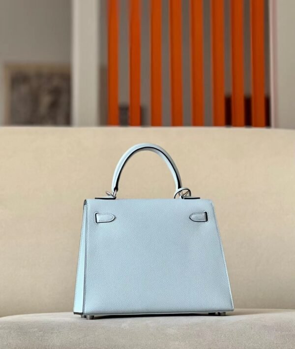 Hermès Kelly Epsom TO Light Blue Silver Hardware 25cm Full Handmade