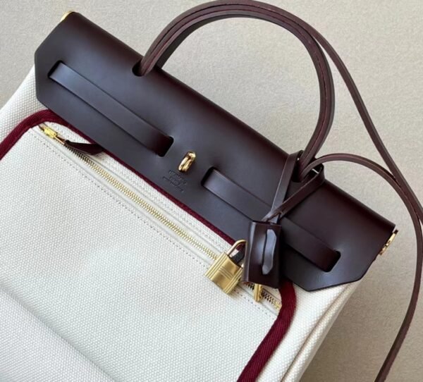 d6fb55df85ddc5a Hermes Herbag Barenia & Canvas Black & White Gold Hardware 31cm Full Handmade