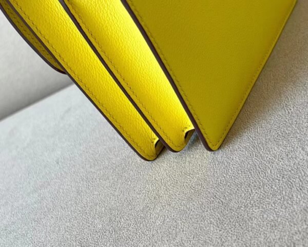 Hermes Roulis evercolor 01 Pure White & 9R Lemon yellow Silver Hardware 19cm Full Handmade