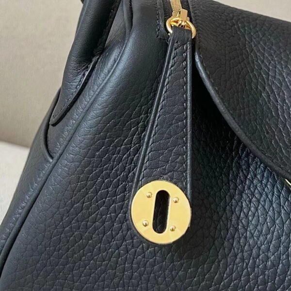 Hermès mini Lindy TC clemence CK89 Black Gold Hardware 19cm Full Handmade