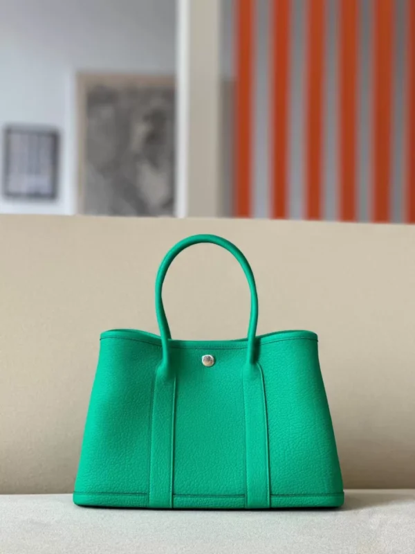 Hermès Garden party Ne Leather 6W Mint green Silver Hardware 30cm Full Handmade