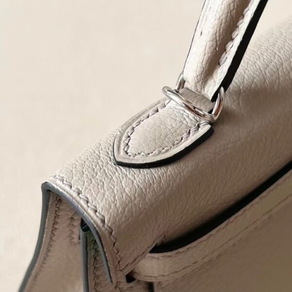 Hermes Mini Kelly Chevre CK81 Gris Tourterelle & 1L cactus green Silver Hardware 19cm Full Handmade