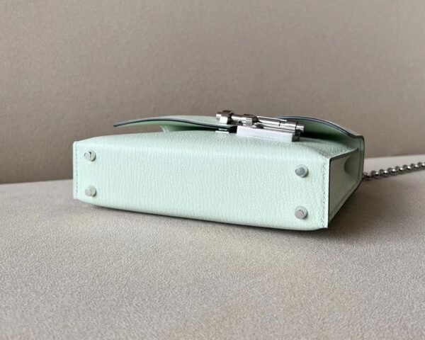 Hermes Verrou chain Chevre 0S Light Green Silver Hardware 17cm Full Handmade